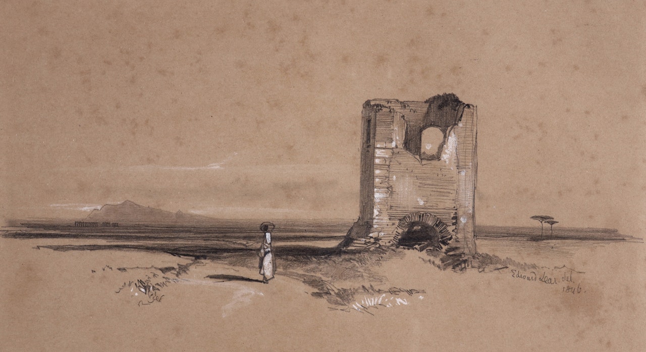 Desert landscape with ruin by Edward Lear