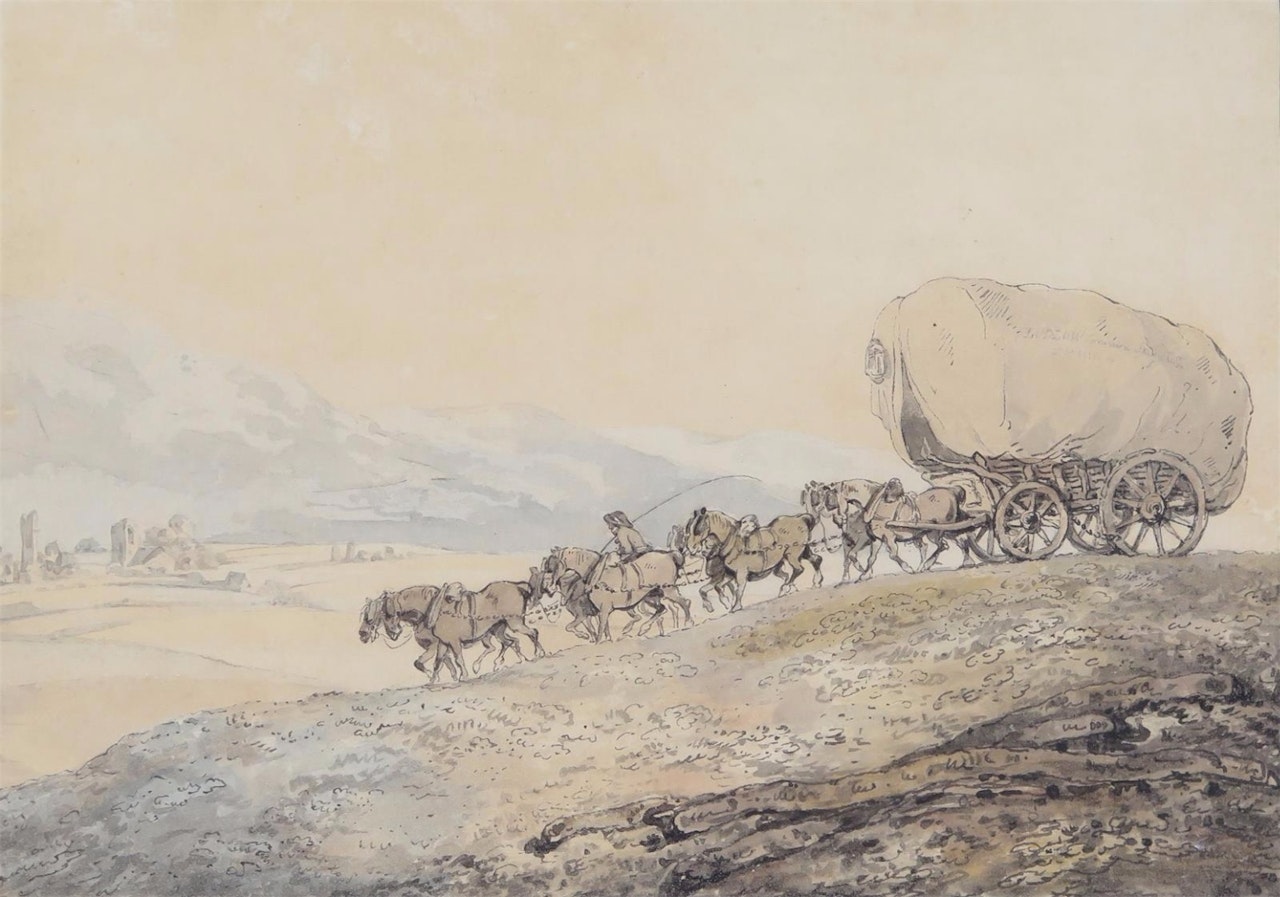 Wagon and horses by English School