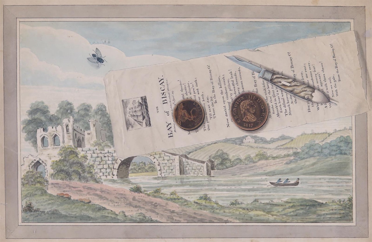 Bay of Biscay trompe l"oeil by English School