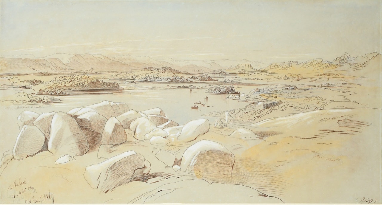 View of the Nile at Es Shelaal, Egypt by Edward Lear