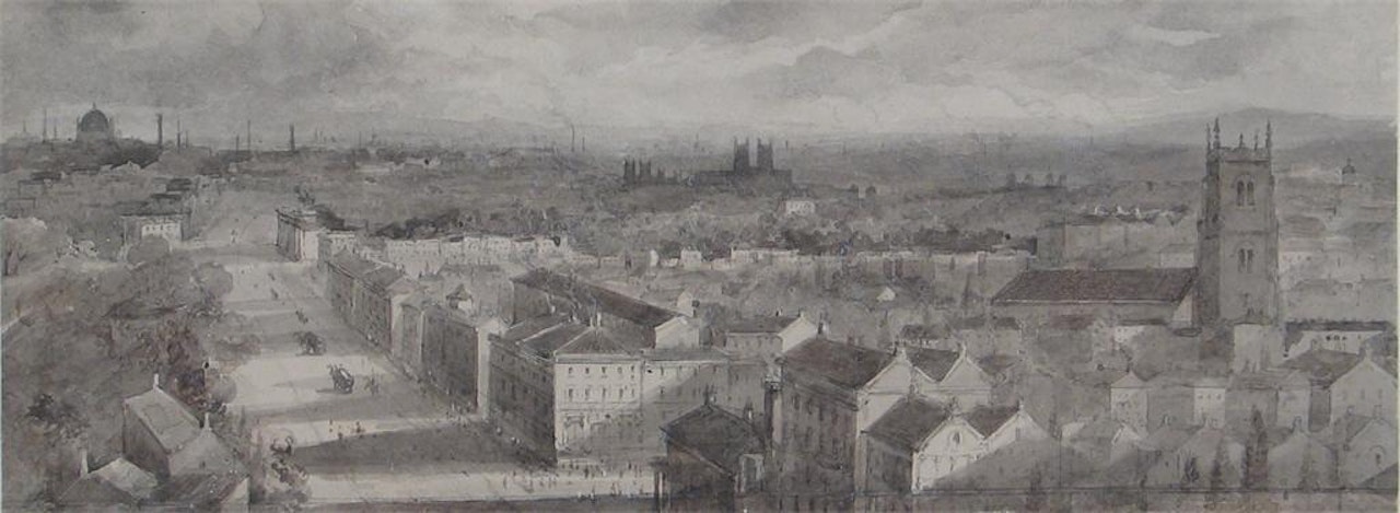 A view of London looking east from Knightsbridge by English School