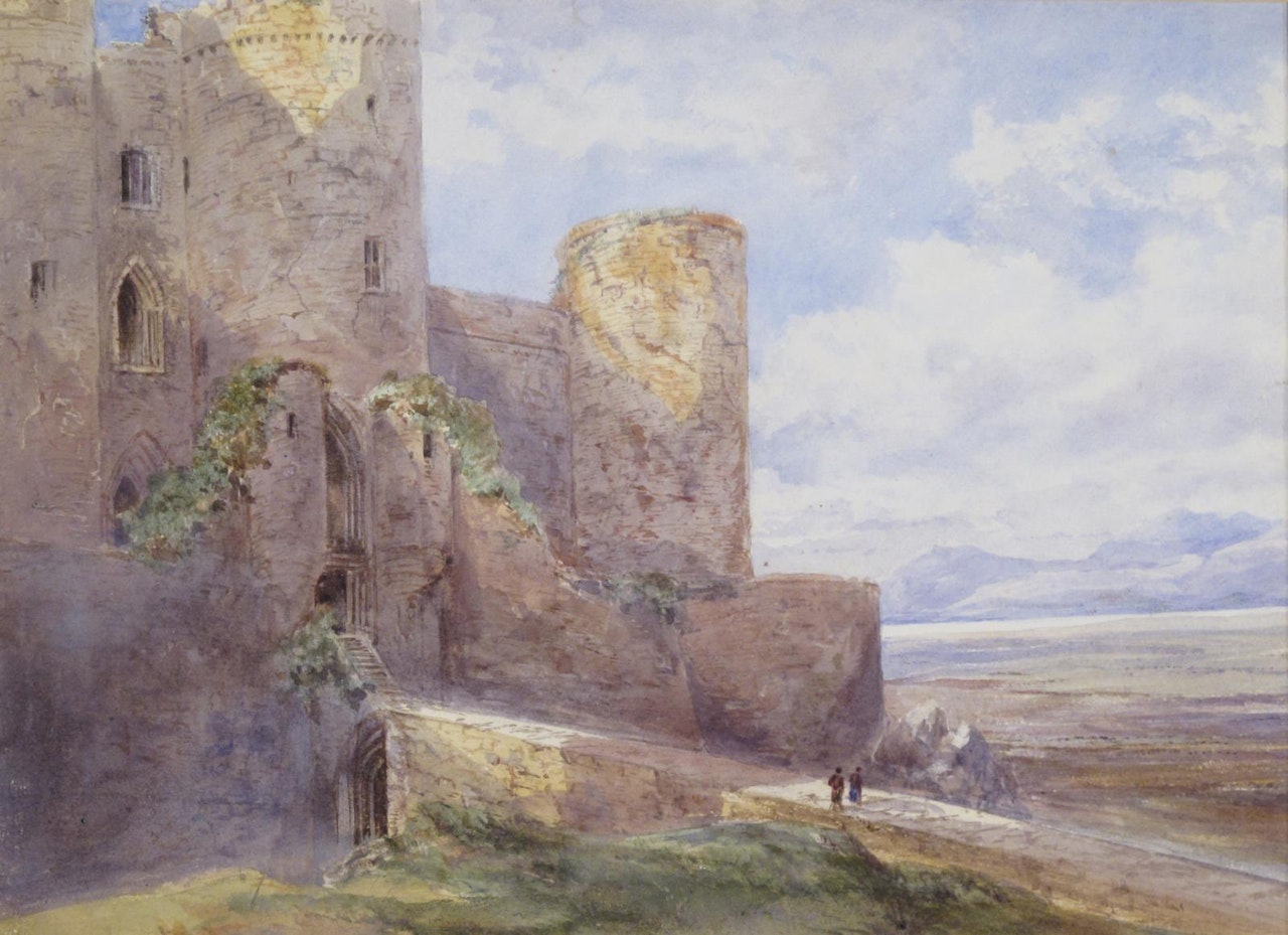 A castle in a landscape by English School