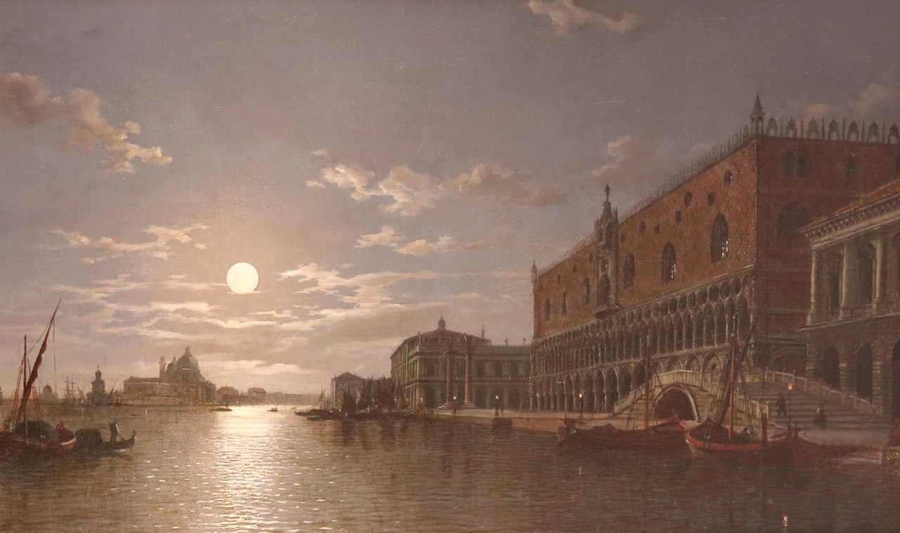 Venice in the moonlight with the Doge"s Palace by Henry Pether