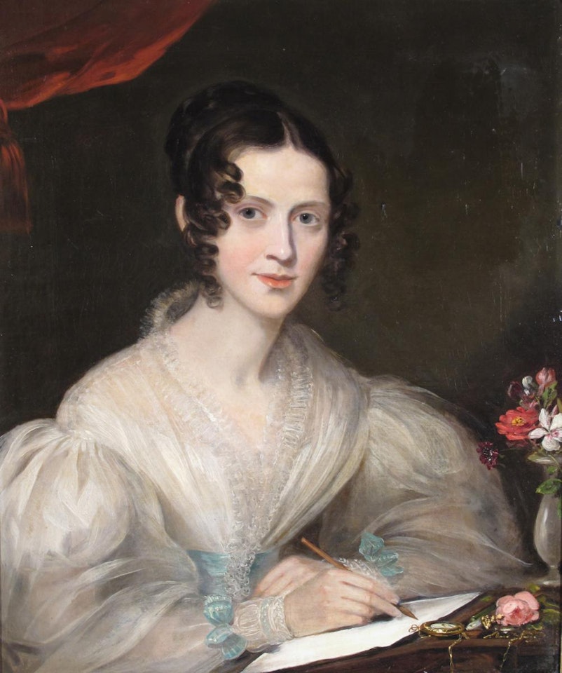 Portrait of a lady at her desk by English School