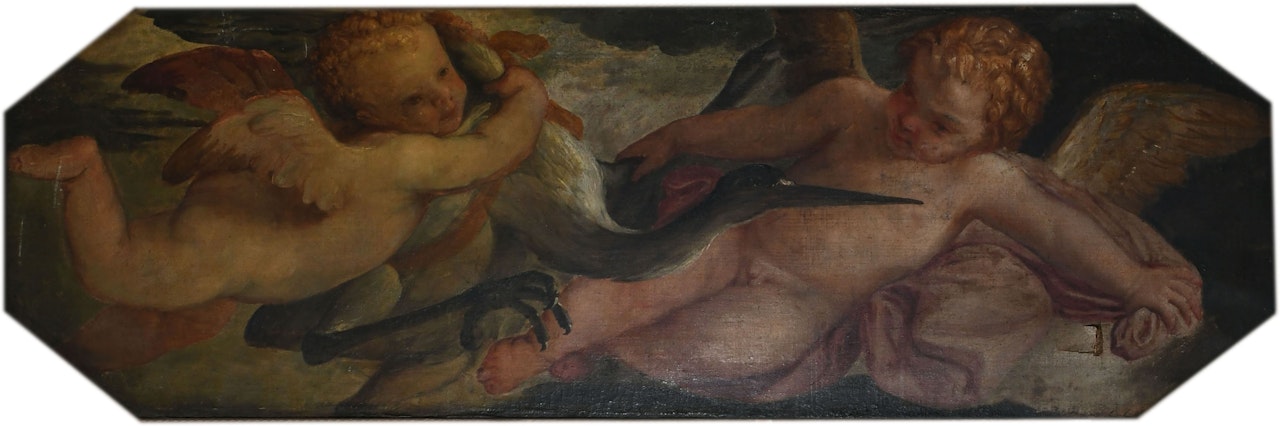 Putti and a stork by Italian School