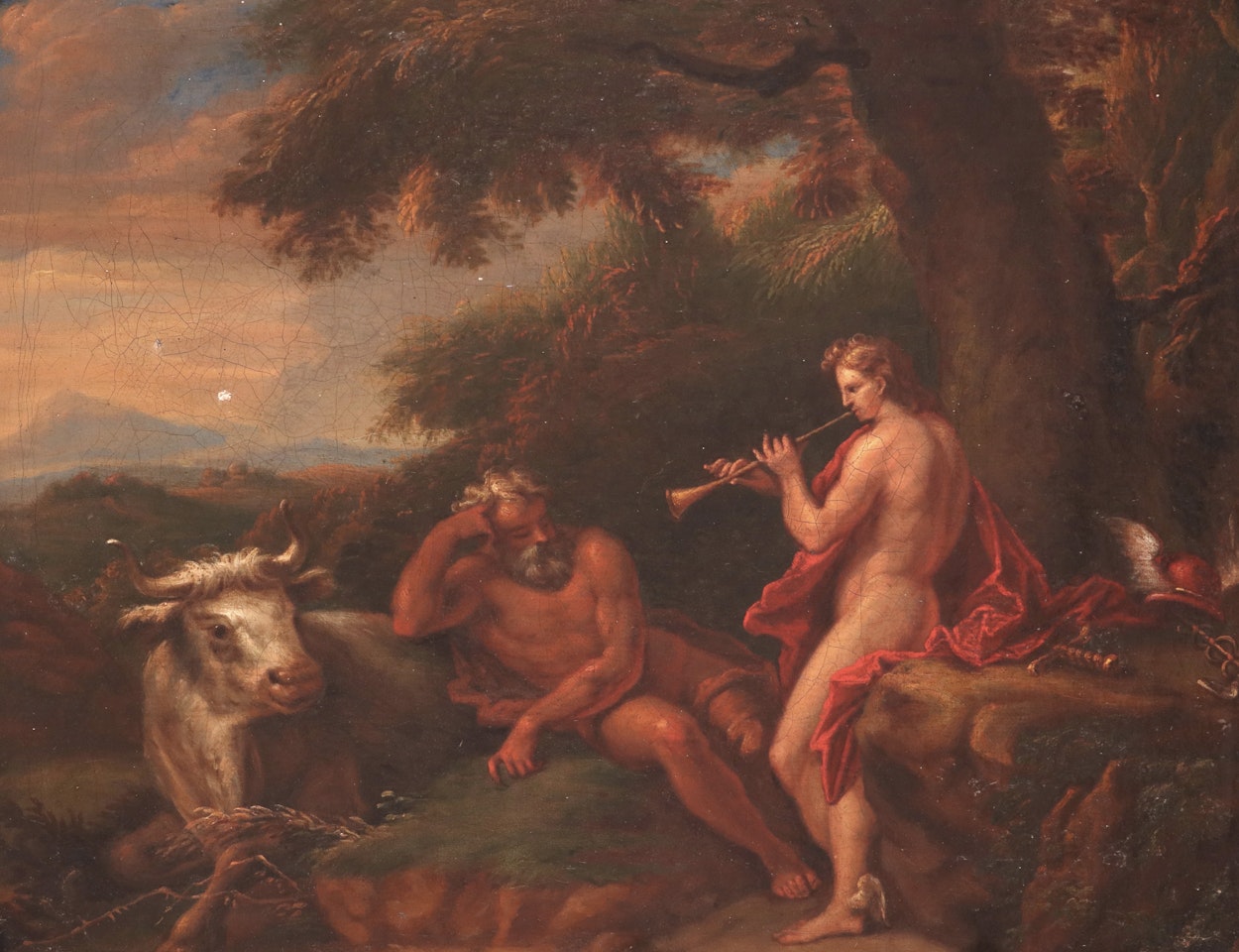 Mercury, Argus and the priestess Io disguised as a heifer by Italian School