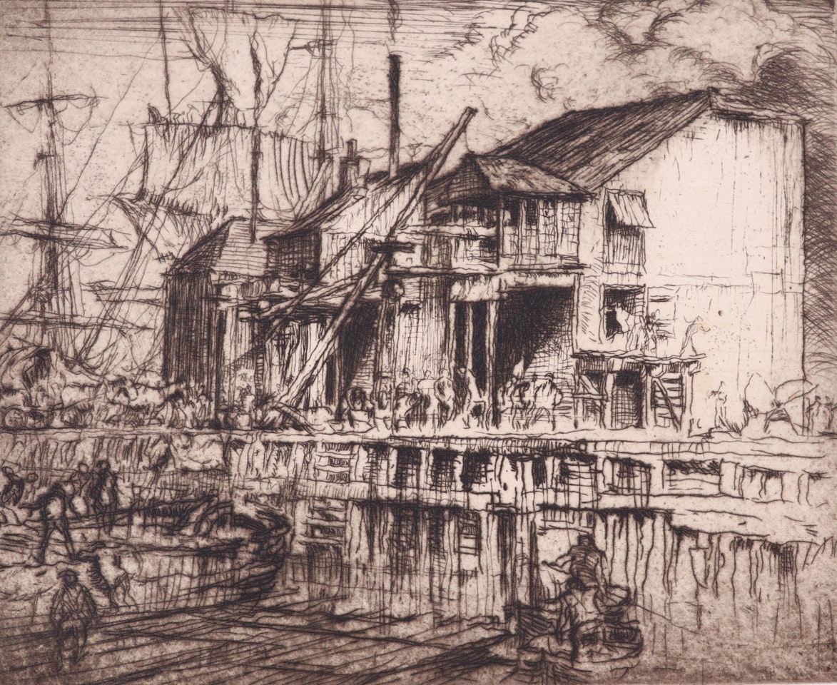 Kings Lynn; Strand on the Green, Chiswick; Two untitled by Sir Frank Brangwyn