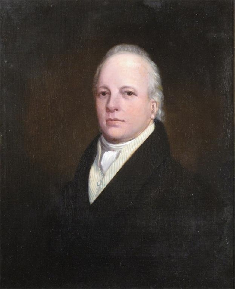 Portrait of a gentleman, head and shoulders, wearing black by English School
