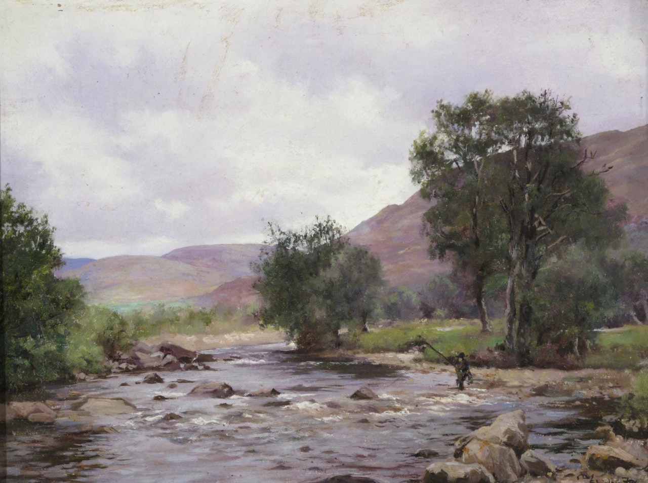 Fishermen on the River Ailort by English School