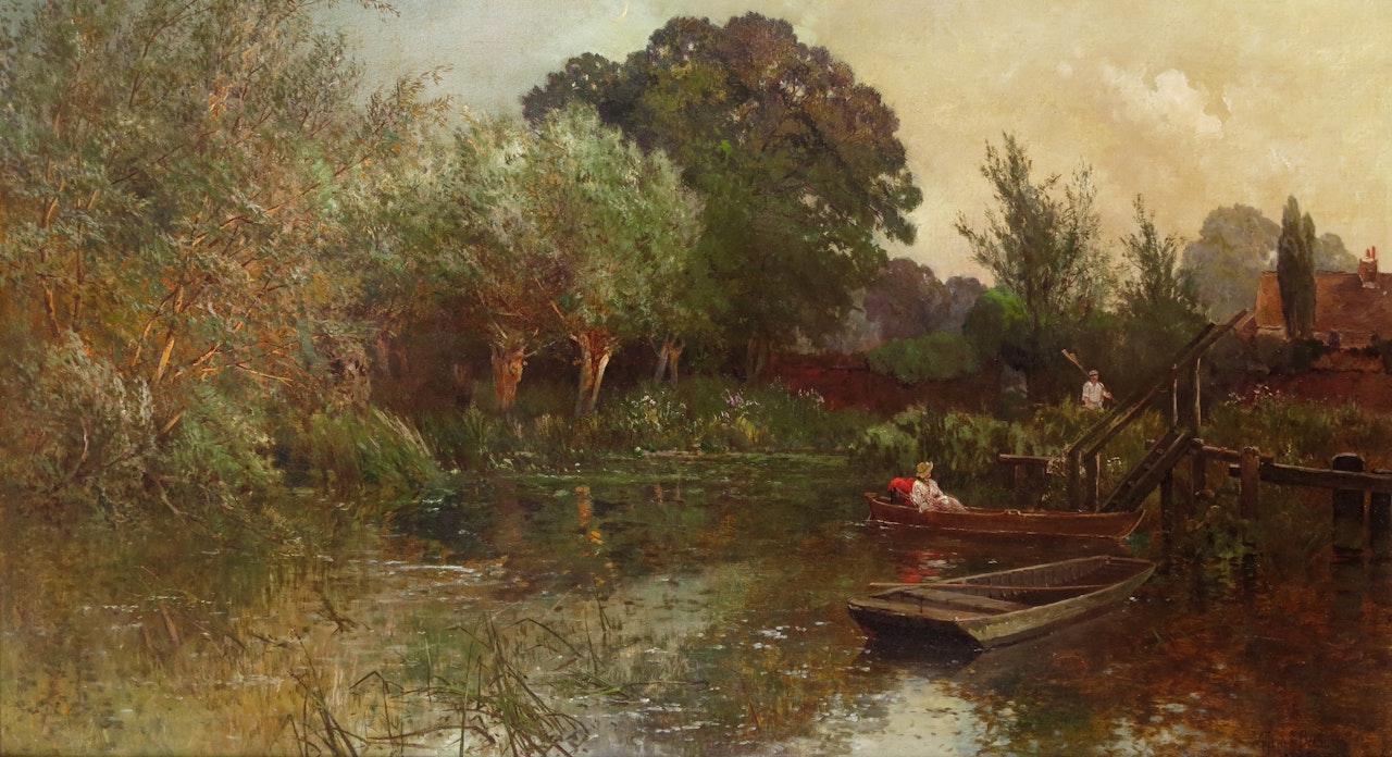 The Manor Pool, Evening, Cookham by Alfred de Breanski