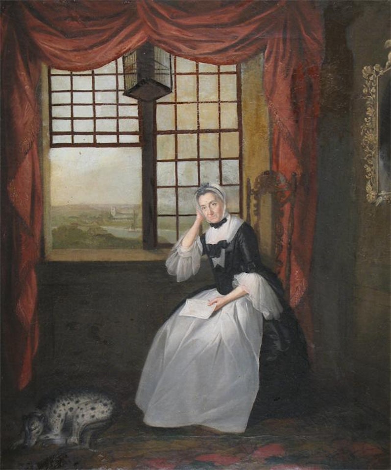 Portrait of Mary Hearle, née Paynter, seated in an interior by English School