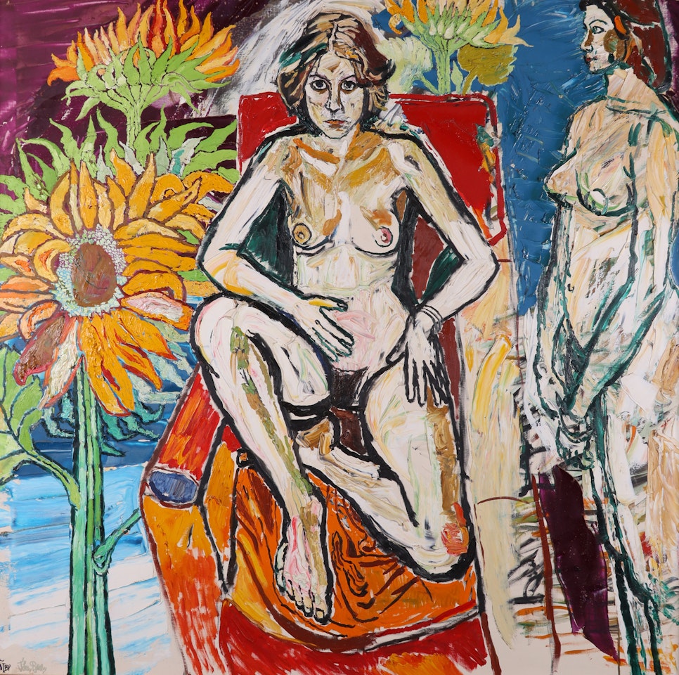 Nude in a red armchair by John Bratby