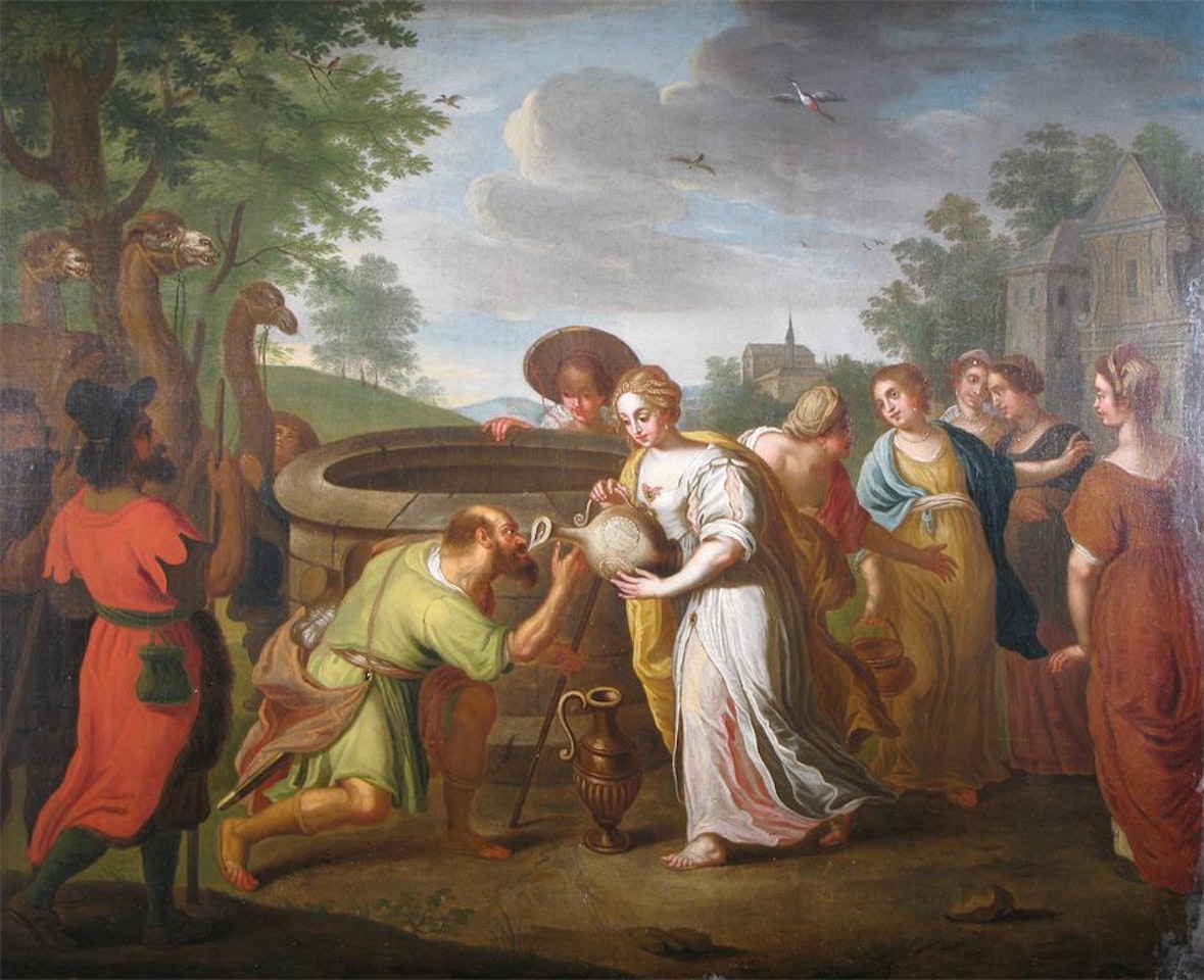 Rebecca at the well by Italian School