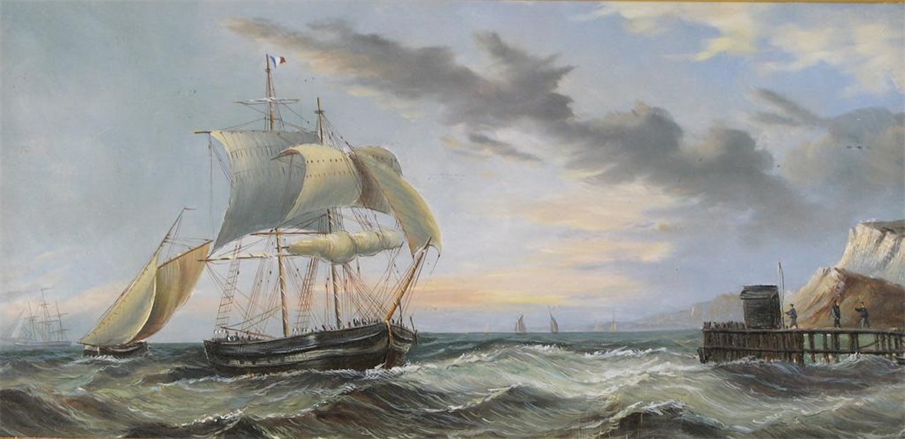 Sailing vessels in the Channel by English School