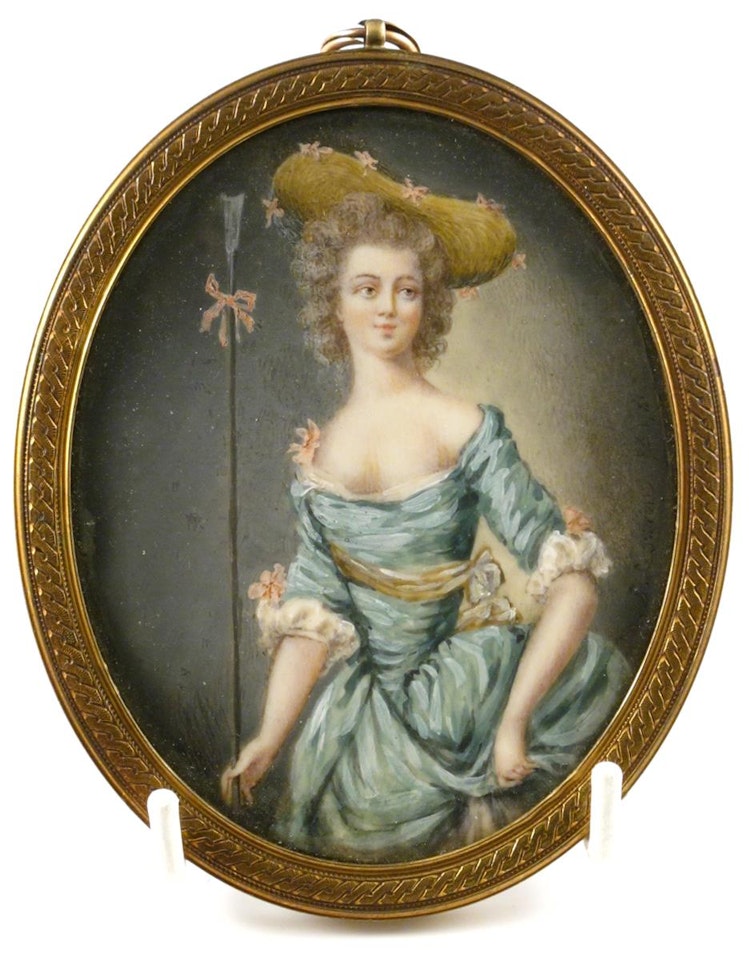 A lady, dressed as a shepherdess by French School