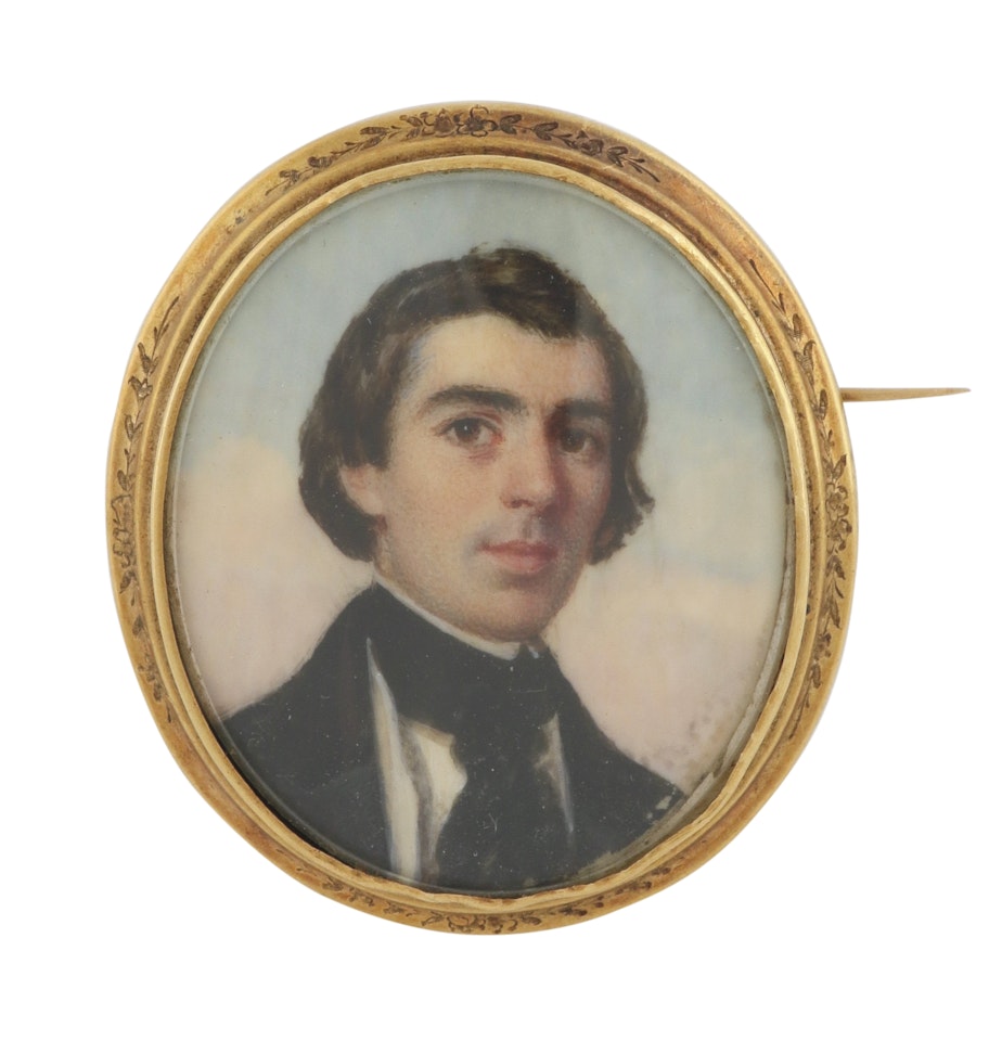 Portrait miniature of a gentleman, in a black coat and black stock by English School
