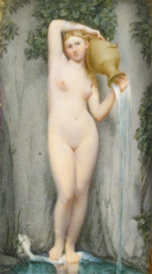 A female nude with an ewer by Continental School
