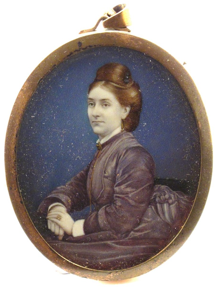 A lady, three-quarter length, seated, facing left by English School