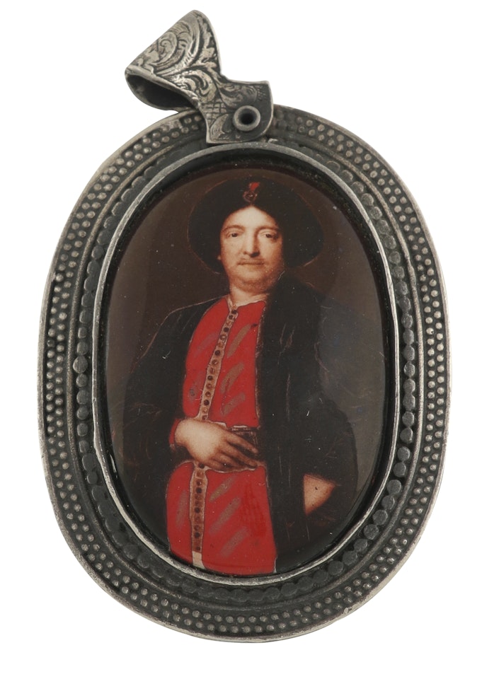 Portrait miniature of a gentleman, in oriental dress by Continental School