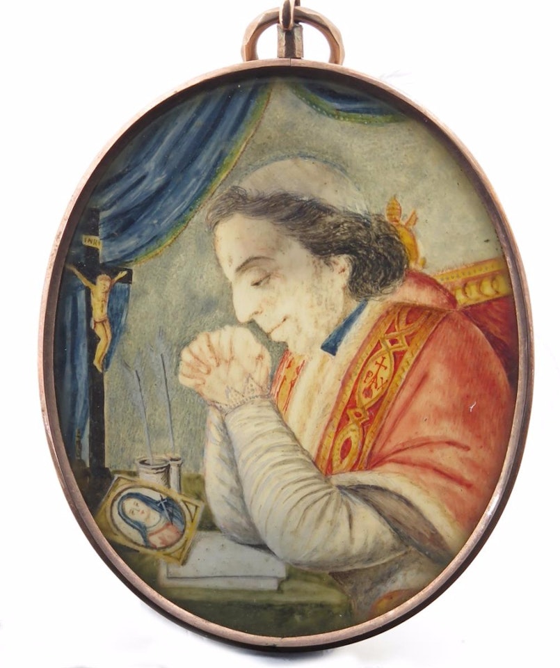 A priest praying at an alter by Italian School