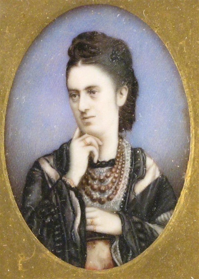 A lady, head and shouldrers, facing left, possibly in Moorish dress by English School