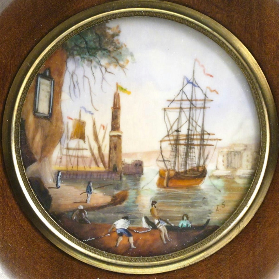 Harbour scenes by French School
