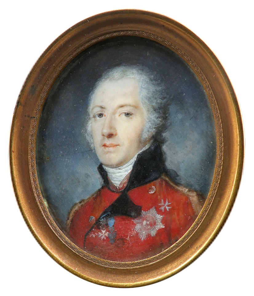 Portrait miniature of an officer in uniform; Portrait of an officer in uniform by English School