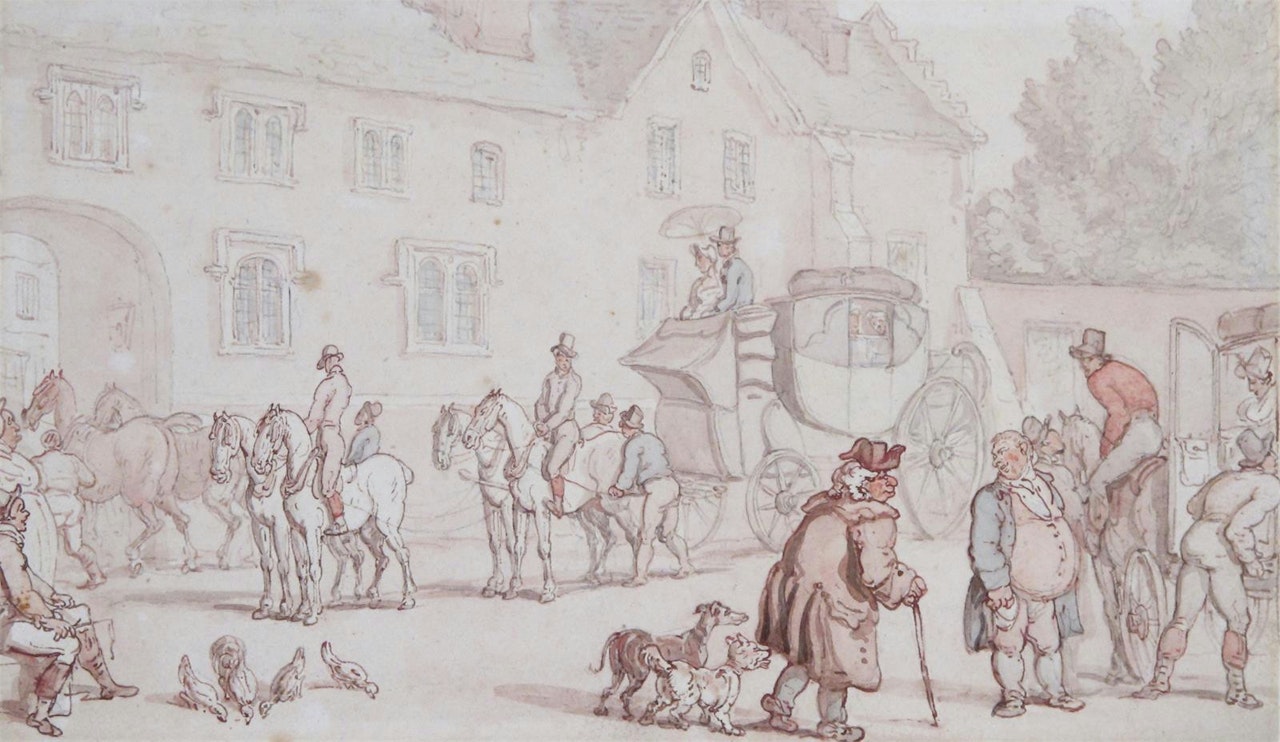 Outside a West Country Coaching Inn by Thomas Rowlandson