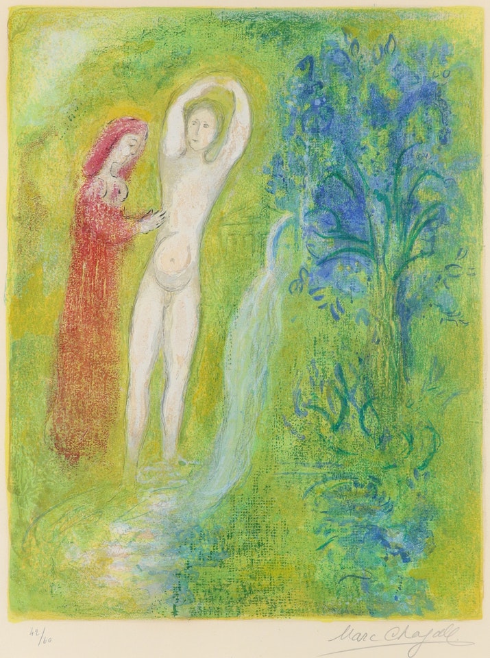 Daphnis and Chloé Beside the Fountain (Mourlot 313) by Marc Chagall