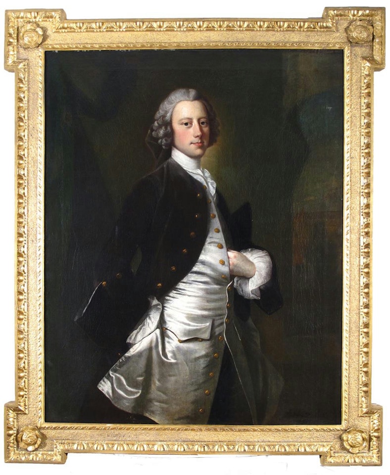 Portrait of gentleman thought to be George Vernon, three quarter length, standing by Thomas Hudson