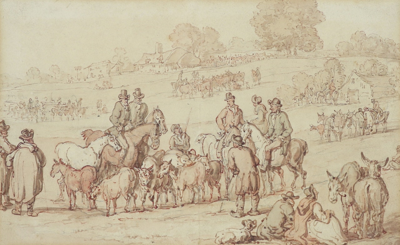 A country cattle market by Thomas Rowlandson