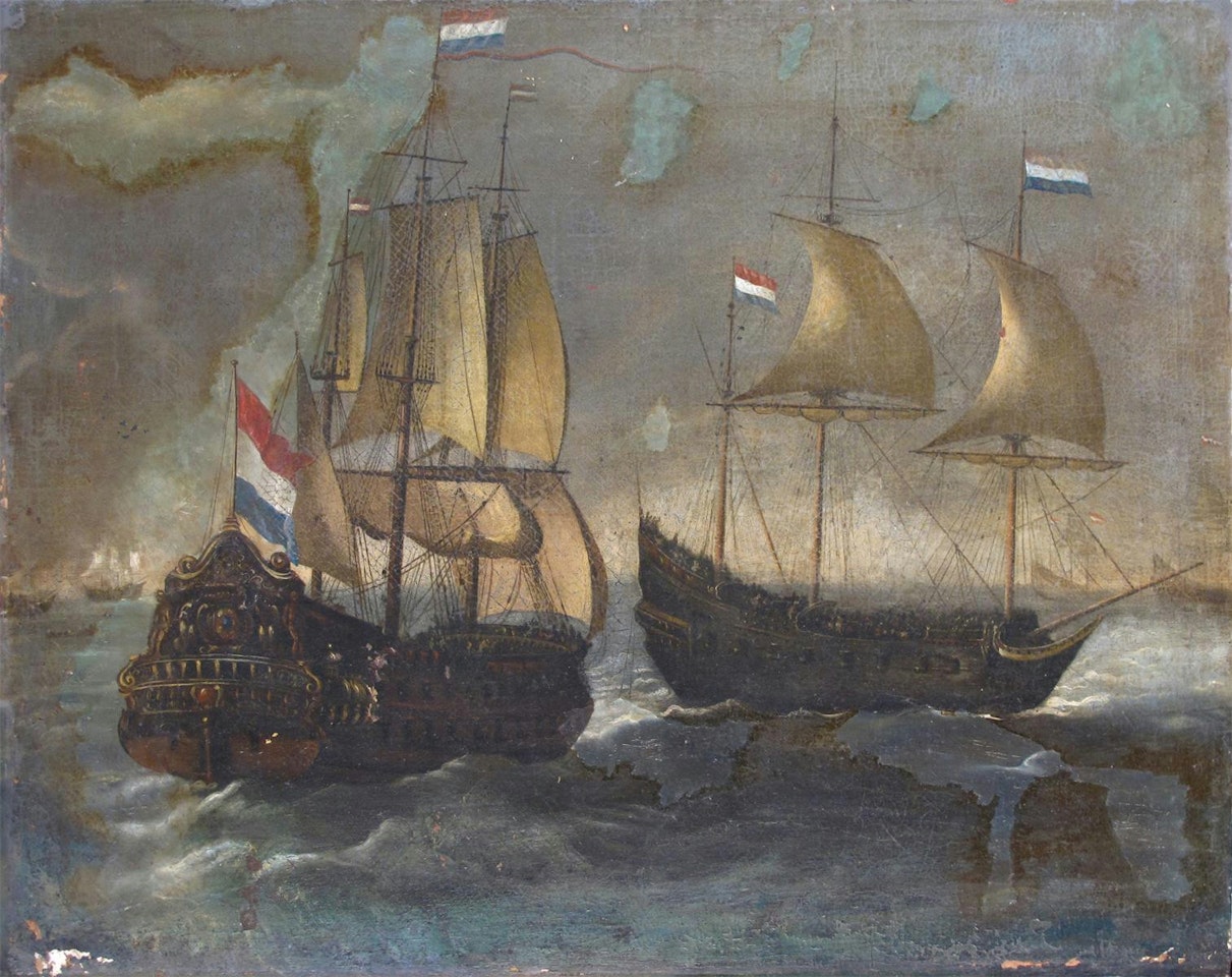 Dutch warships at sea by Dutch School