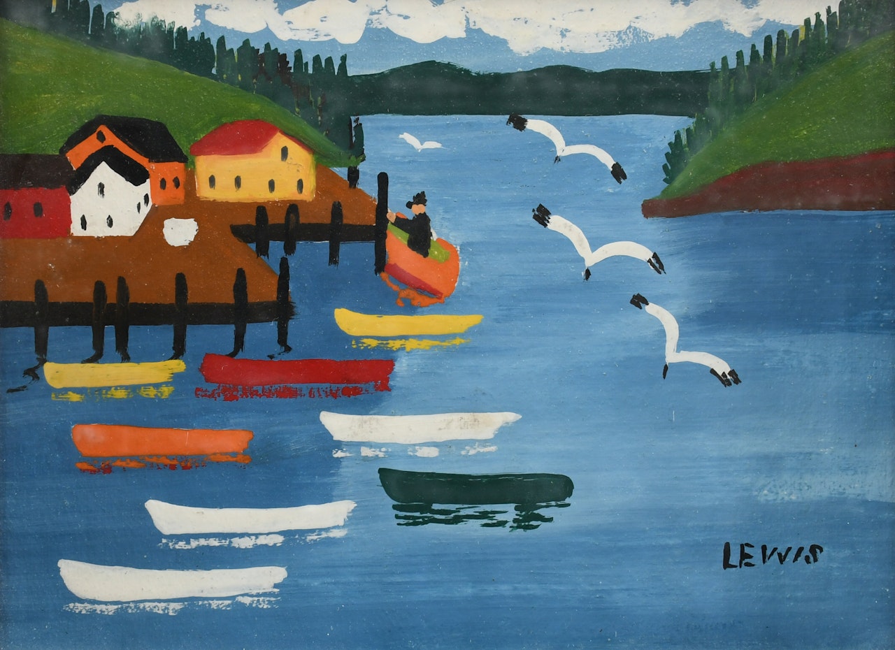 Boats on Digby Bay by Maud Lewis
