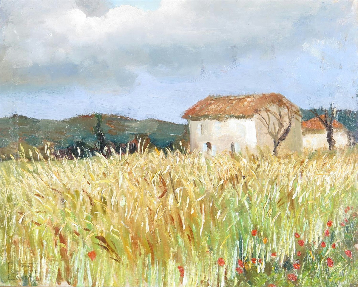 Blés et petit mas en Provence by Marcel Dyf