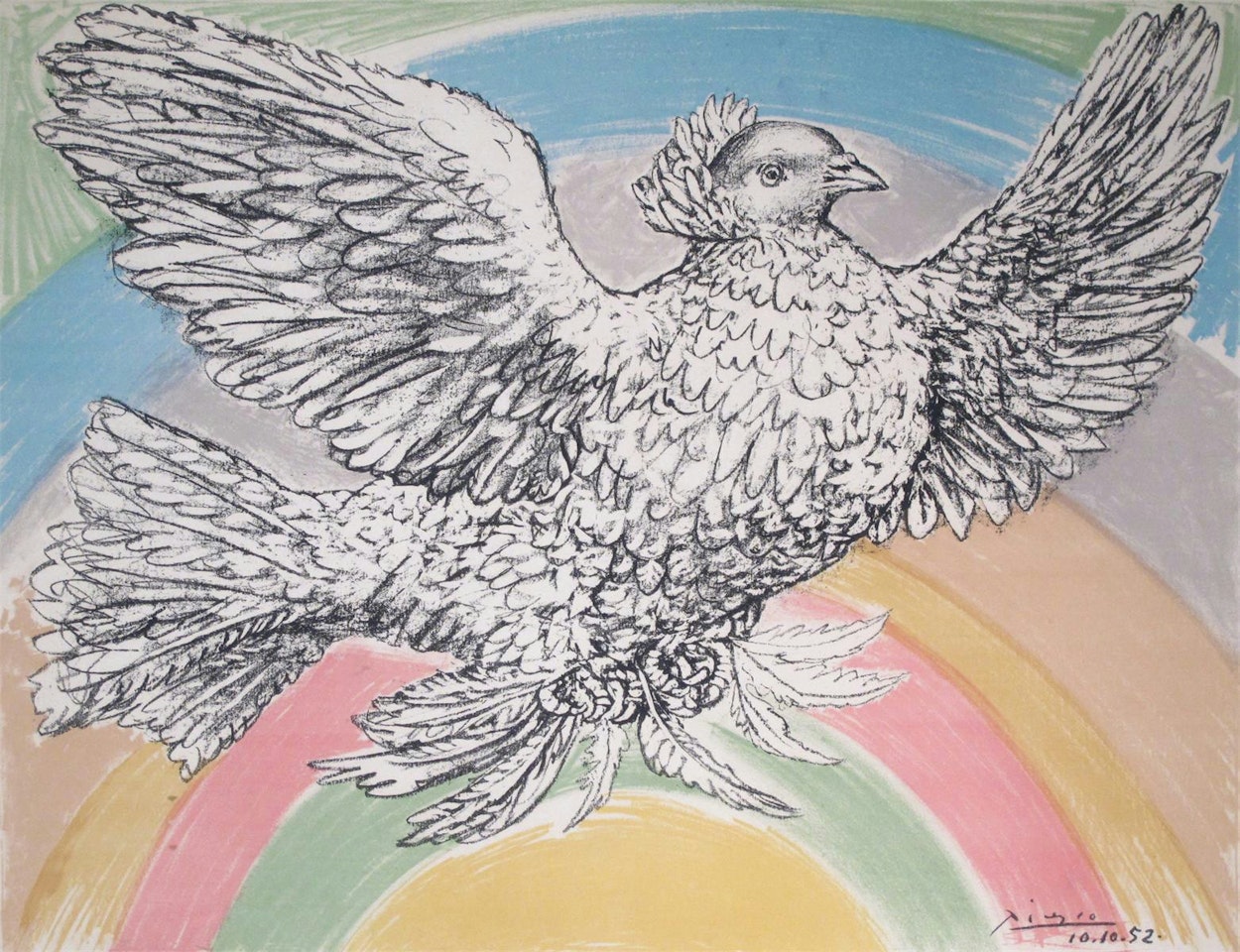 Colombe volant (à l"Arc en Ciel) (Bloch 712; Mourlot 214) by Pablo Picasso