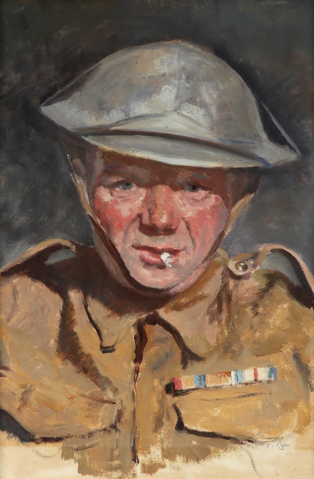 Portrait of a World War I veteran wearing his decorations by English School