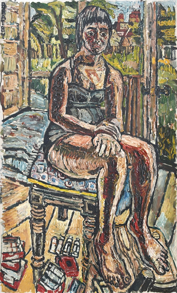 Portrait of Gloria as an art student by John Bratby