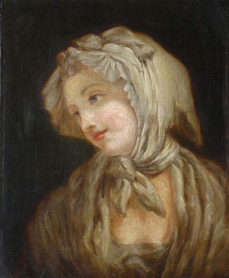 A country girl in a bonnet by English School