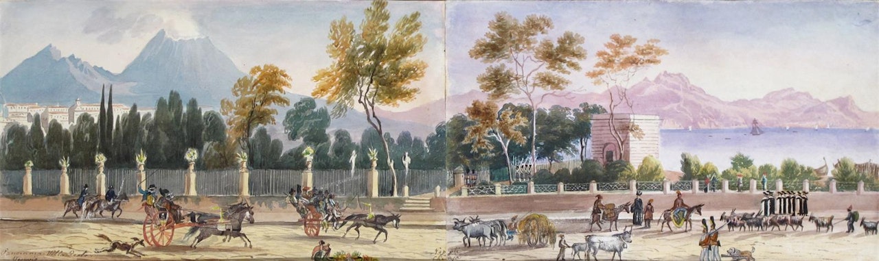 Panorama Villa Reale, Vesuvio, Napoli Chiaia by Neapolitan School