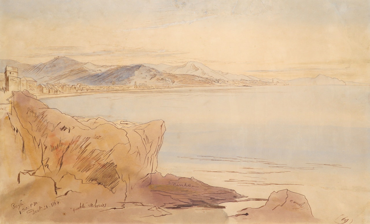 A view of Pegli, Italy by Edward Lear