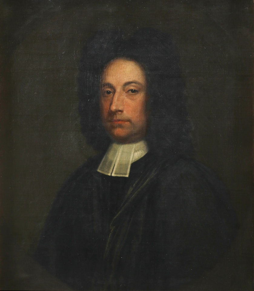 Portrait of Rev. Charles Adams, bust-length, in a painted oval by English School