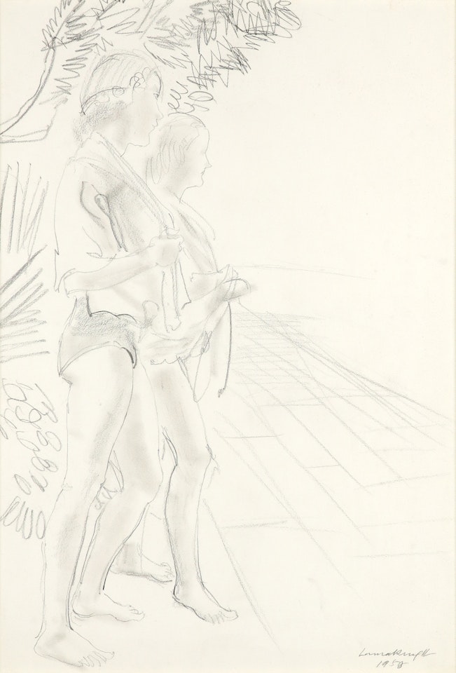 Bathers at the swimming pool by Laura Knight