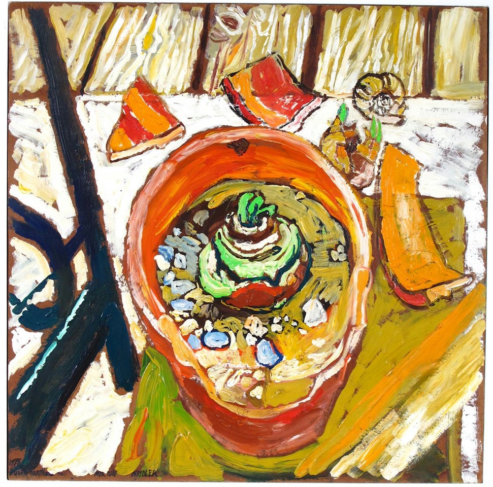 Broken flower pot by John Bratby