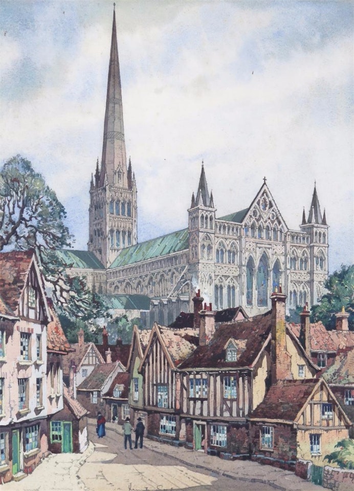 View of Salisbury Cathedral by English School