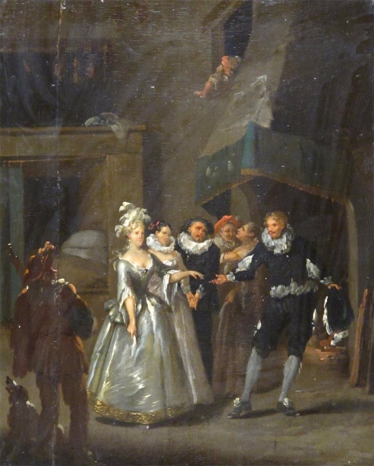 Elegant figures in an interior by Flemish School