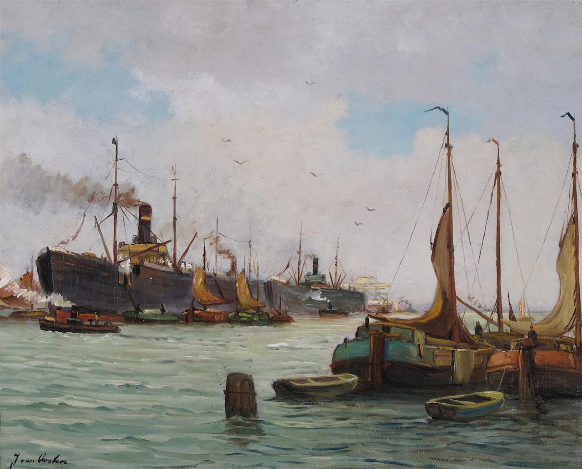 Shipping in an estuary by Dutch School