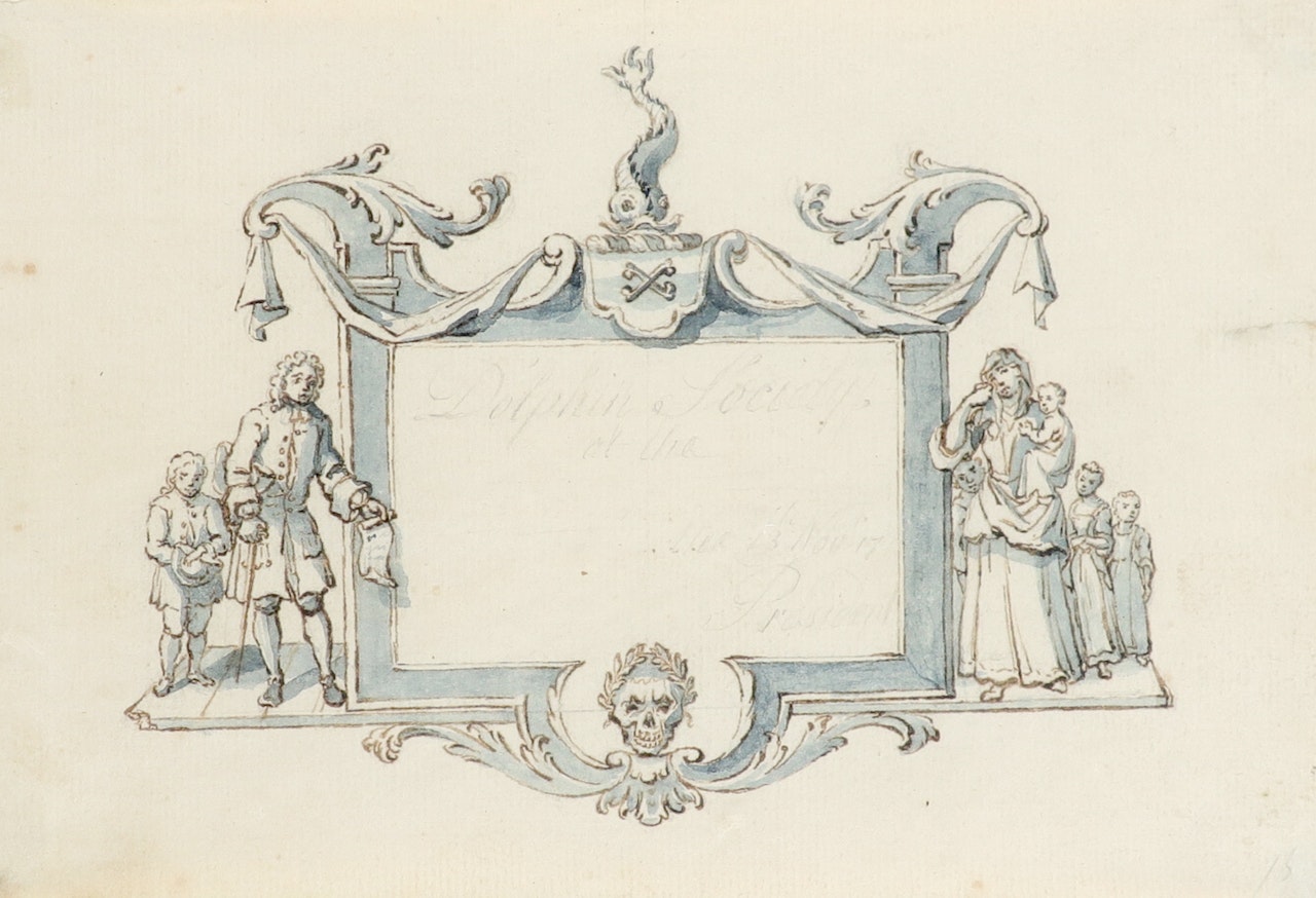 Design for The Dolphin Society"s invitation card by English School