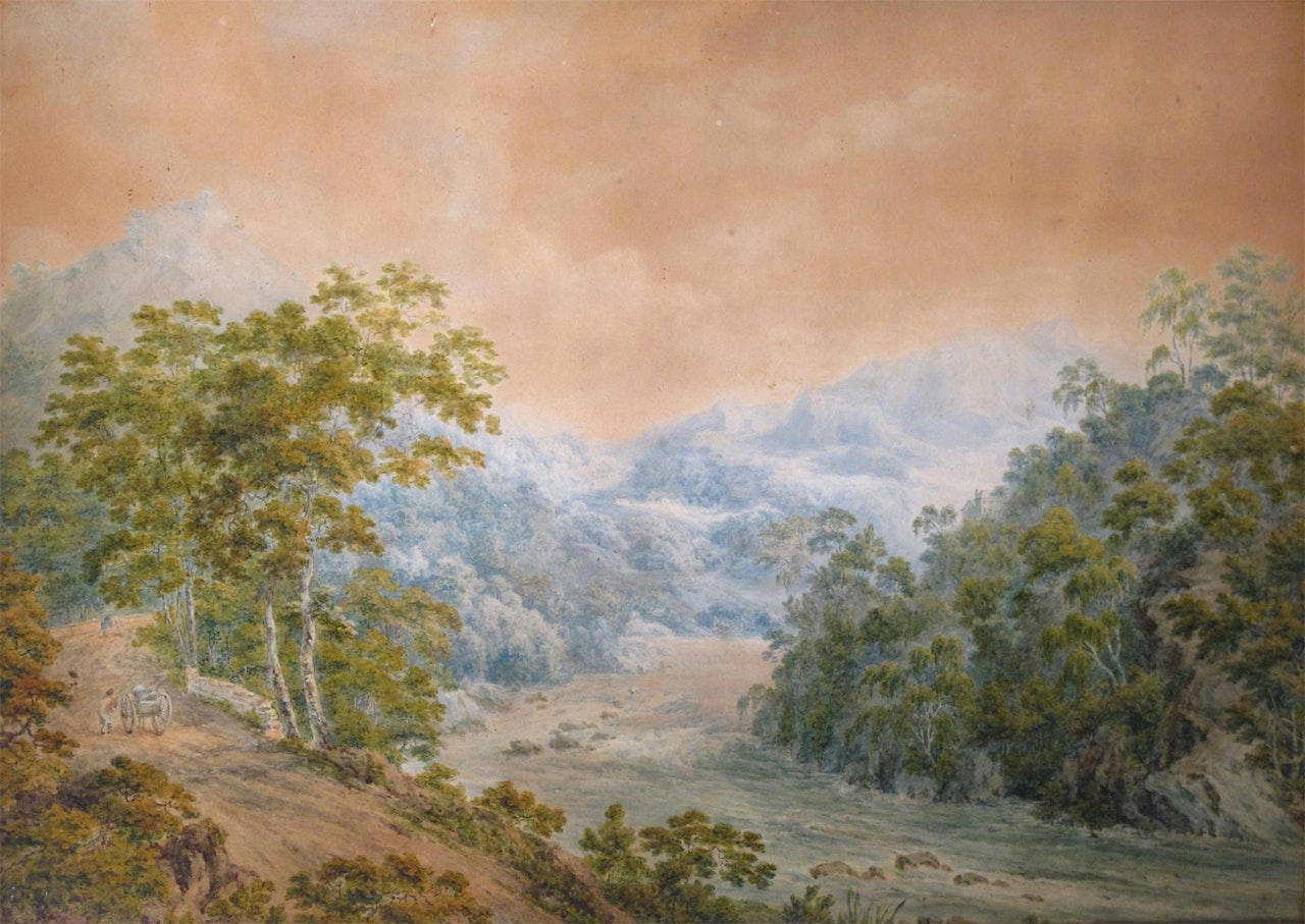 Road from Llangolen to Corwen; Tintern Abbey, Monmouthshire by English School