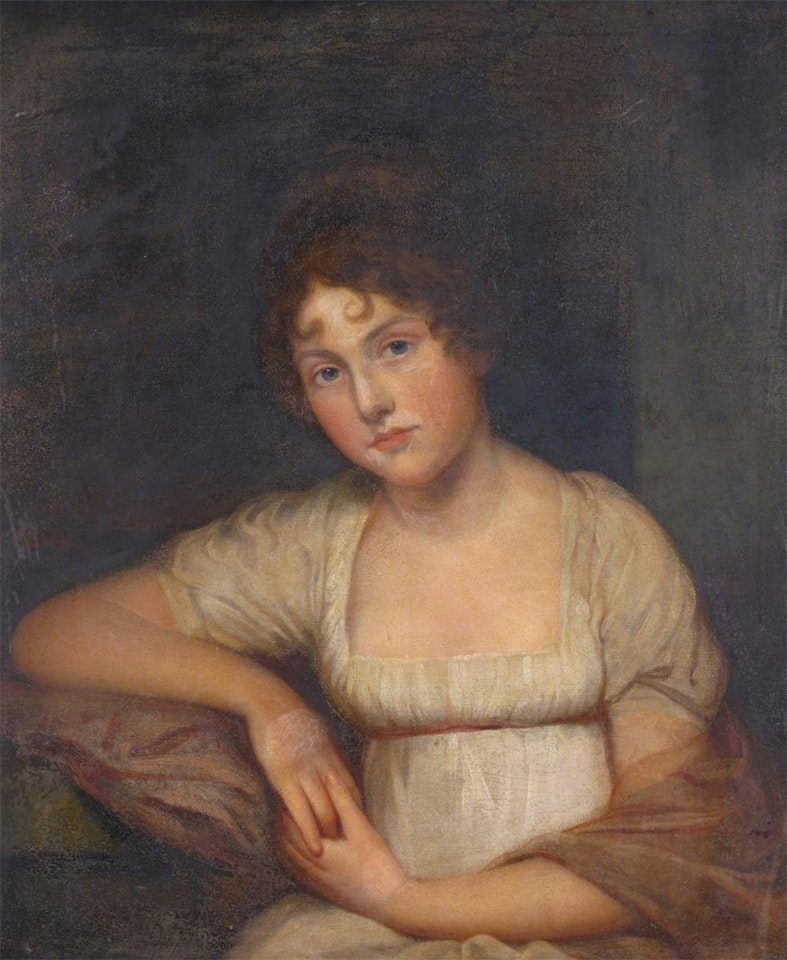 Portrait of a girl, half length, seated by English School