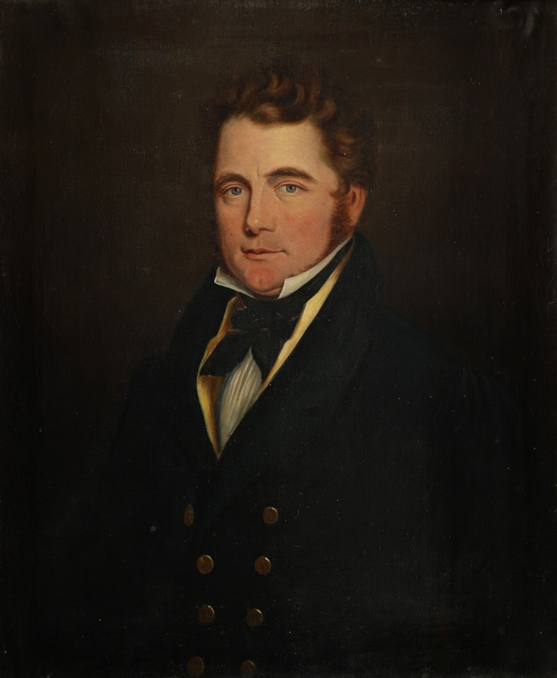 Portrait of a gentleman, probably a member of the Murray family, half-length, wearing a black coat and yellow waistcoat by English School